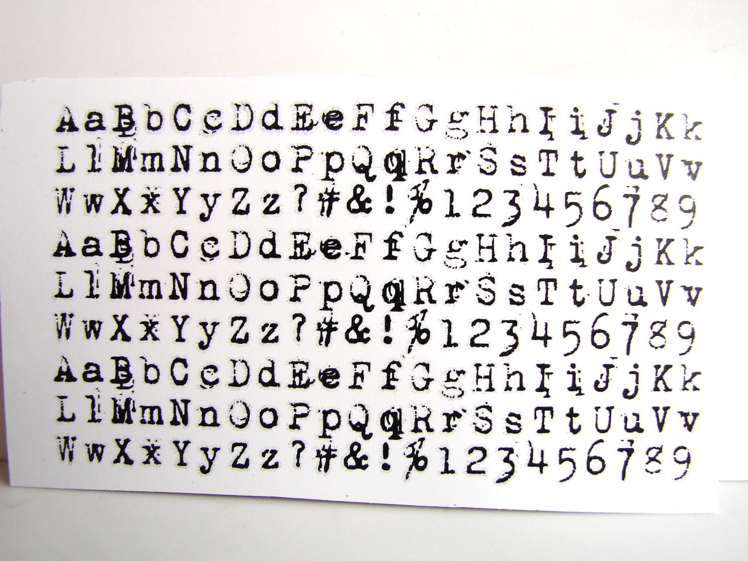 Typewriter Alphabet and Number Stamp Large Rubber Cling