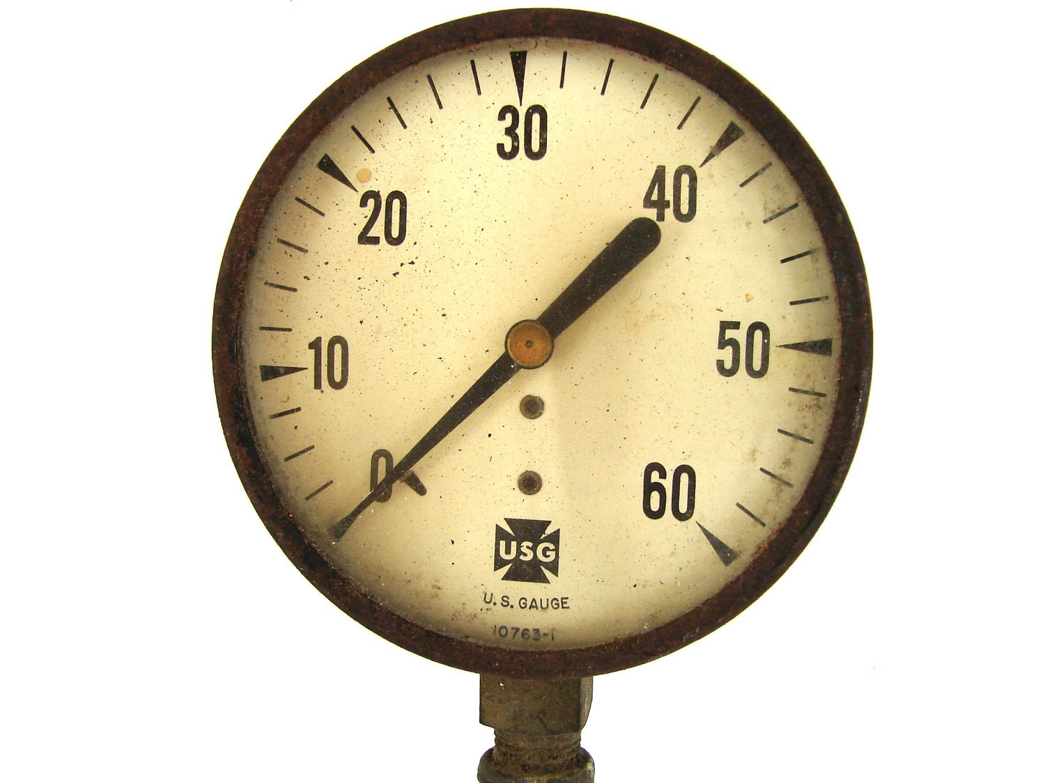 Vintage Pressure Gauge on Metal Pipe 12 tall