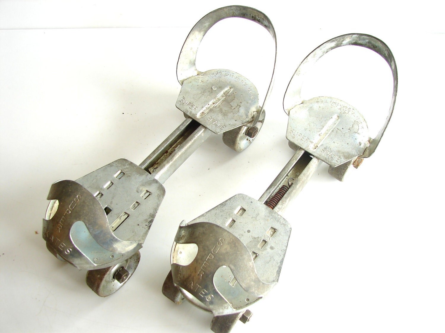 Vintage Super Skates Adjustable Silver Metal Roller Skates