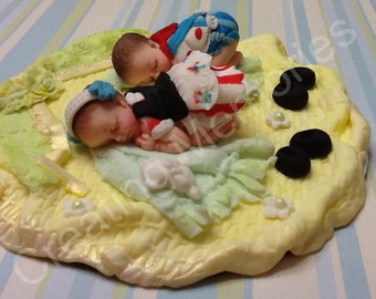 Twin Babies/ Boys & Girl Cake Topper/ Fondant Cake Topper/Cake Decoration/Edible Cake Topper/Baby Fondant Cake Topper