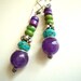 SALE - Turquoise Earrings, Stack Earrings, Boho Chic Earrings, Sterling Silver, Purple Green Earrings, Hippie Earrings
