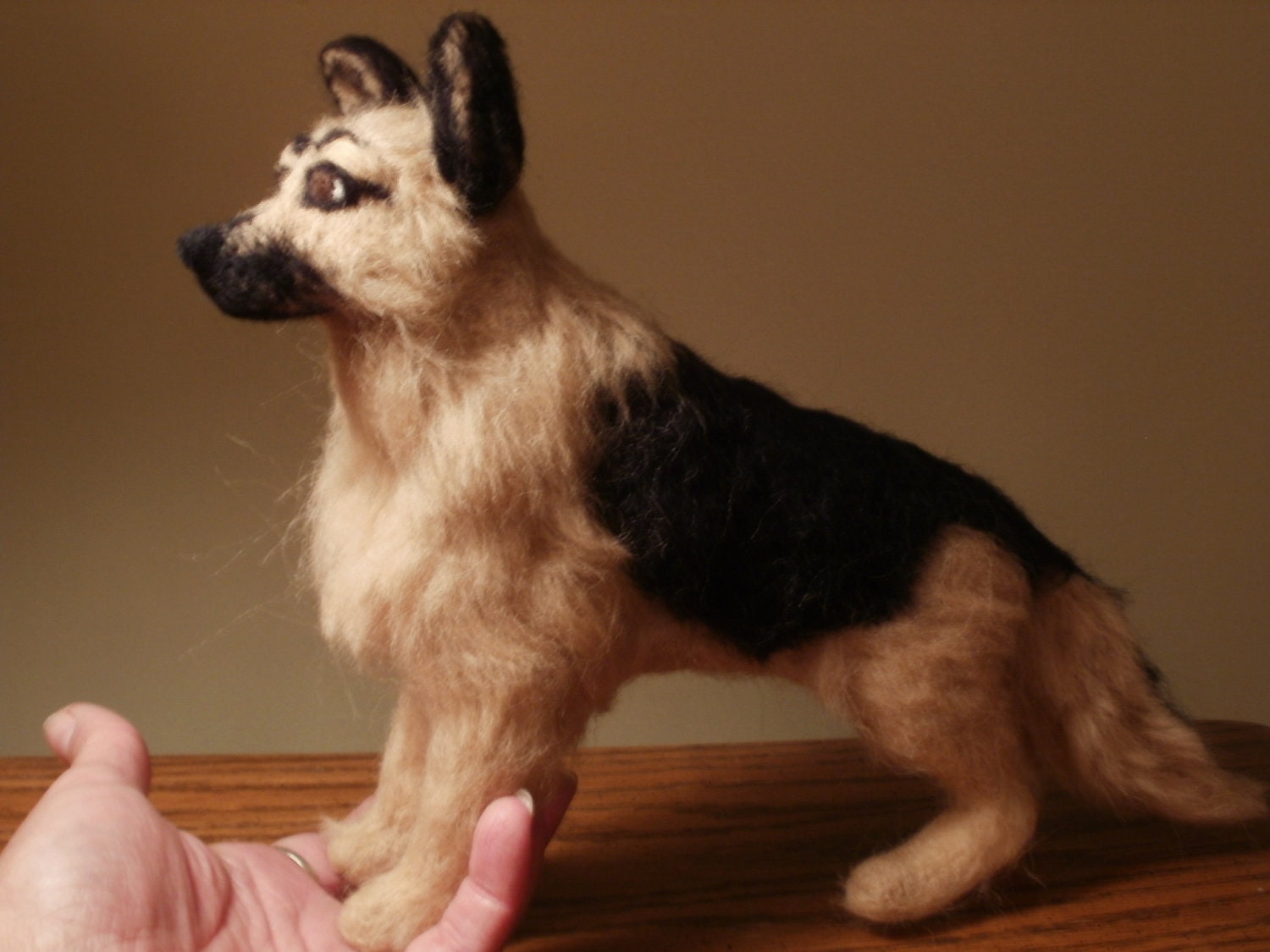 Artist Needle Felted German Shepherd Dog Sculpture by LaCharmour