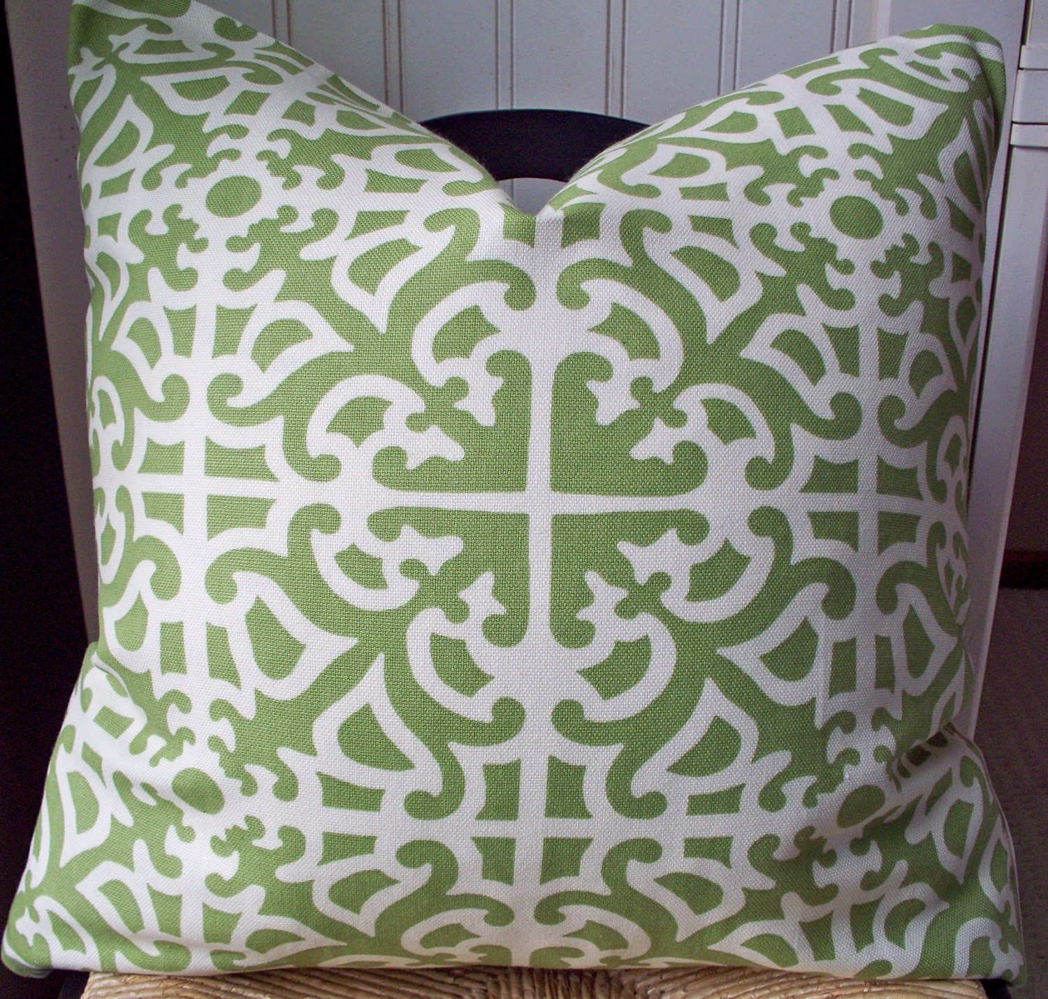 Green Pillow Cover Damask Designer fabric 18 X 18