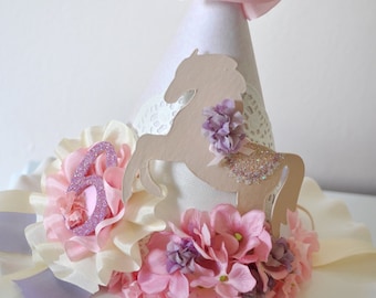 Girl's Vintage Pony Birthday Hat, Special Occasion, Dress up