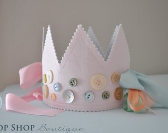 Girl's Vintage Cute as a Button Birthday Crown, Special Occasion, Dress up