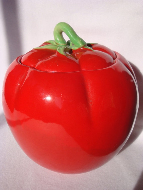 Items similar to Vintage Tomato Cookie Jar on Etsy