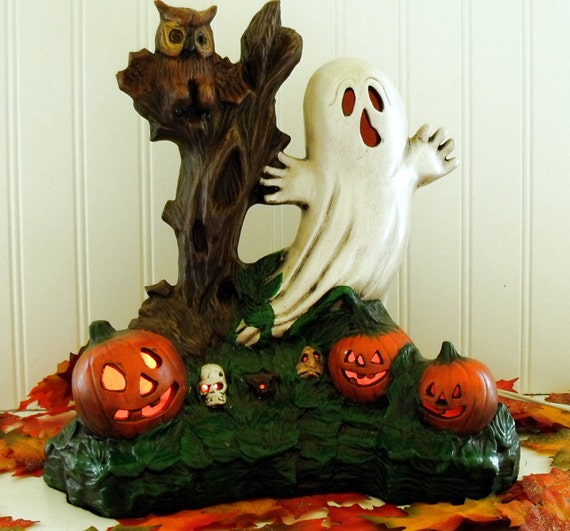 Spooktacular Halloween Ceramic Light Vintage Handmade
