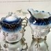 Flow Blue China Sugar & Creamer Set - Souvenir of Ithaca, NY - Vintage 1800s