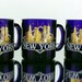 New York City Souvenir Stunning Coffee Mug - Vintage Heavy Cobalt Blue Glass with Handle - Retro Skyline Painted in Gold Leaf - 2 Available