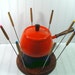 Fondue Party Set - Vintage 1970s Groovy Orange and Wood - BoHo 12 Piece Serving Collection