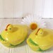 Set of 2 Yellow Chicks Covered Dishes - Vintage Hand Painted Porcelain Ramekins - Shabby Cottage Chic Decor