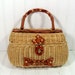 Mid Century Wicker HandBag - Vintage Hand Woven with Lucite Accents - BoHo Hippie Carry All