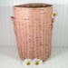 Oversized Pink Wicker Woven Basket - Vintage Dusty Rose Hand Made Hamper - Spacious Shabby Chic Chippy Paint Catch All