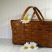 Wooden Woven 2 Piece Picnic Hamper - Vintage Shelton Basket Company - BoHo Shabby Primitive