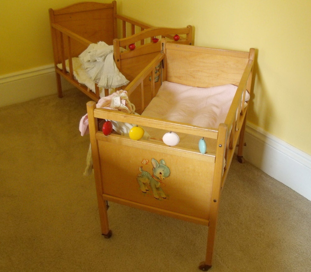 Large Wooden Crib Vintage Doll Bed Whitney Bros. Co.