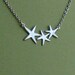 Three Dancing Starfish Silver Necklace -- Free Shipping