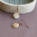 Carved Mother of Pearl Cream Roses -- Antiqued Copper Earrings