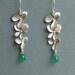 Triple Orchid Cascade Silver Earrings with Emerald Green Onyx Stone -- Custom Birthstone Earrings