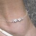 Double Heart Anklet Custom Initials, Gemstones and Sterling Chain