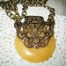Huge Ornate Yellow Jade Cantine Necklace Jan Michaels Free Shipping in USA