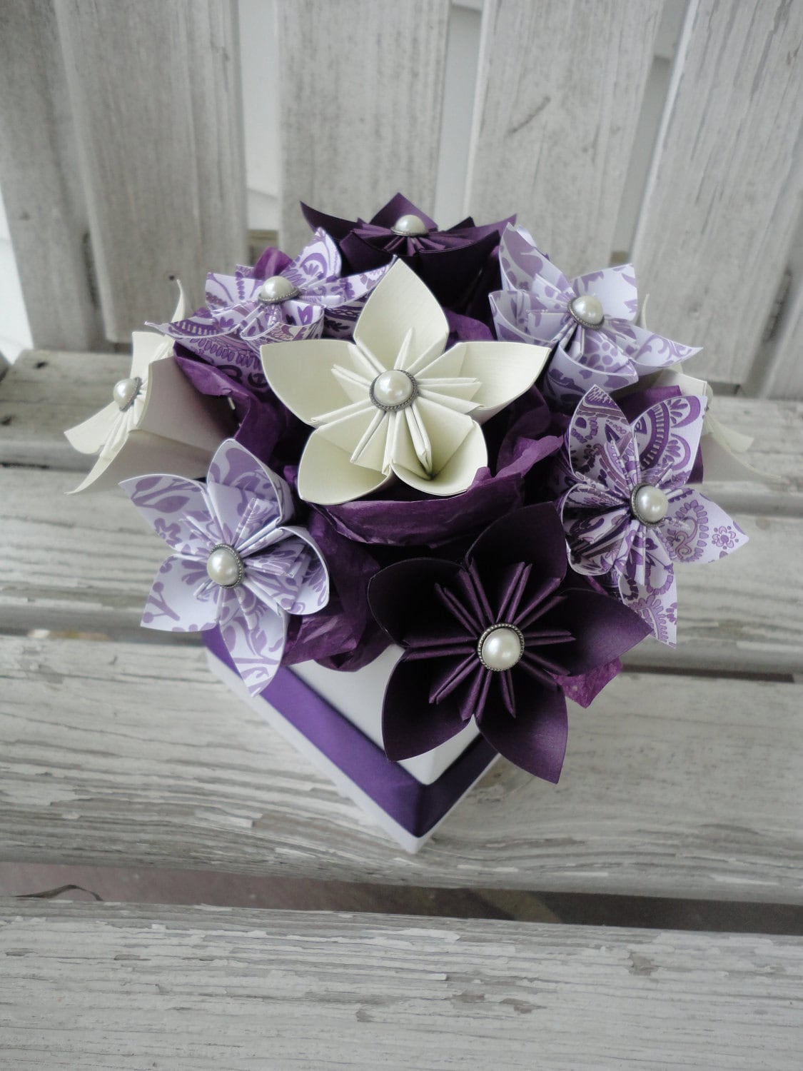 Origami Paper Flower Centerpiece Kusudama Purple