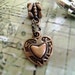 Copper Heart Dangle Bead for European Style Charm Bracelet