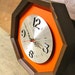 Retro Wall Clock by Waltham - Octagon - Orange Chrome & Wood