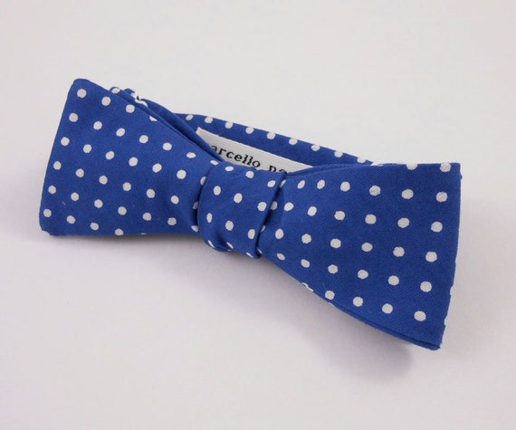 Bow Tie Royal blue with white polka dots Tie Up Bow Tie