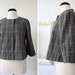 Vintage 80s Cropped Plaid Grey Cape Jacket Size M