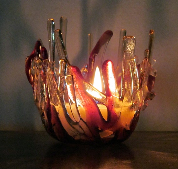 Fused Glass Votive Candle Holder