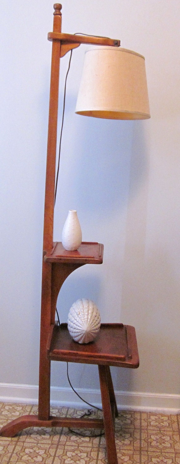 Vintage Mid-Century Cushman Wood Floor Lamp