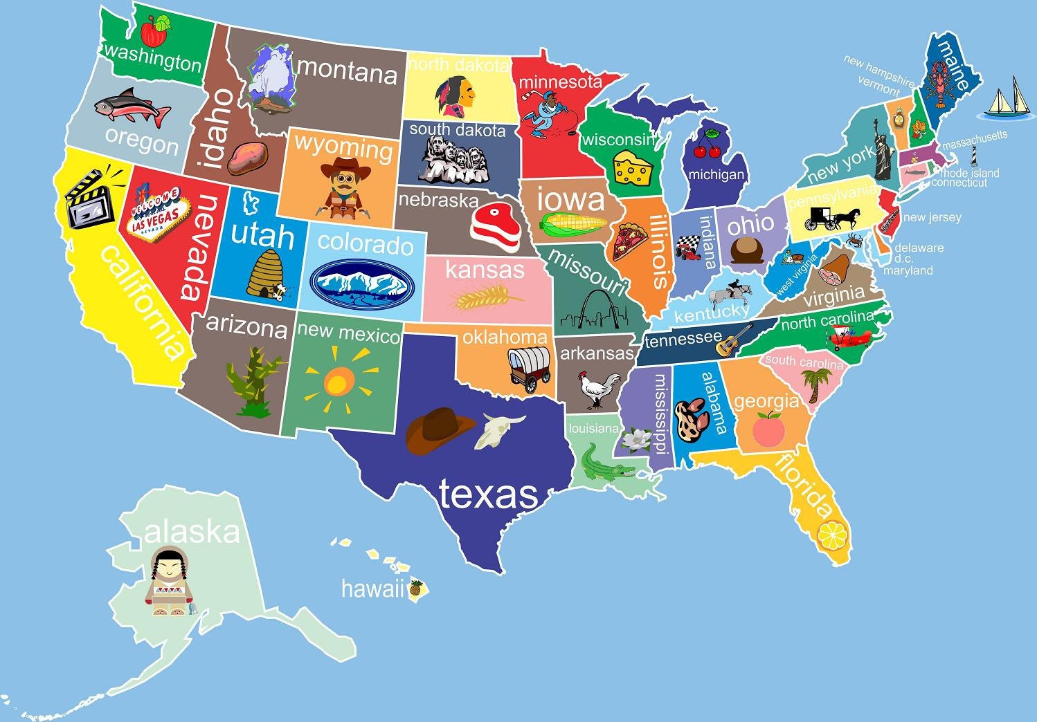 Us States Map For Kids