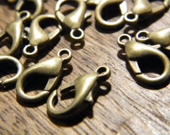 50 x Antiqued Bronze Lobster Clasps 12mmx6mm