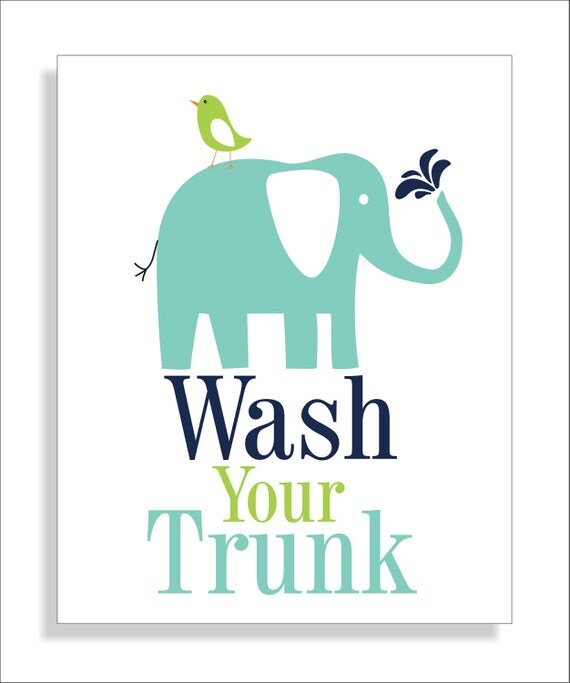 Elephant Children's Bathroom Wall Art Children's