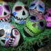 Day of the Dead paper mache eggs, set of 6 hand decorated sugar skull eggs