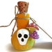 Clay Sculpture, Yellow Bottle - The Swamp Mushroom Tincture - Magical Bottle with a Copper Cork and a Handmade Tag - OOAK