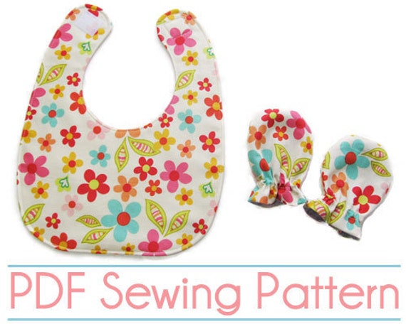 PDF Sewing Pattern Baby Bib & Mittens Downloadable