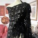 Fringe Black Triangle Hand-Crocheted Shawl, Vintage