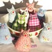 Smelly Cat ,Blue Gingham 2 pink buttons