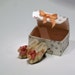 Miniature shoes - romantic style - printed pink cotton