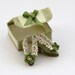 Miniature shoes - Eighteenth century style - olive green and lace