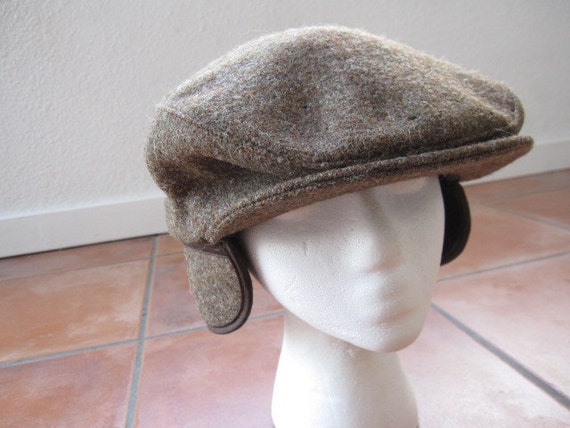 Items similar to Harris Tweed Flat Cap with Ear Flaps on Etsy