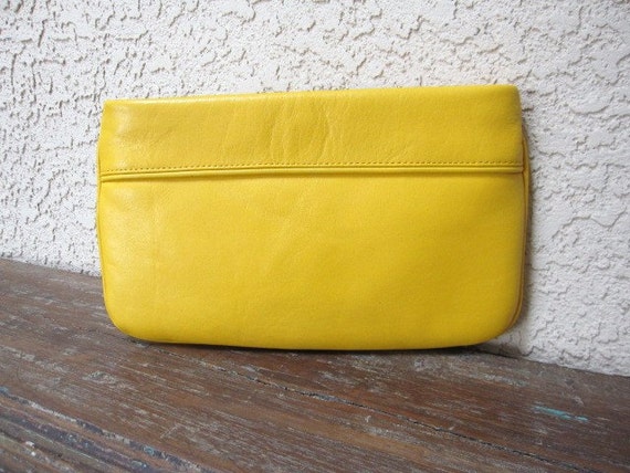 Items similar to Vintage Yellow Leather Clutch Handbag on Etsy