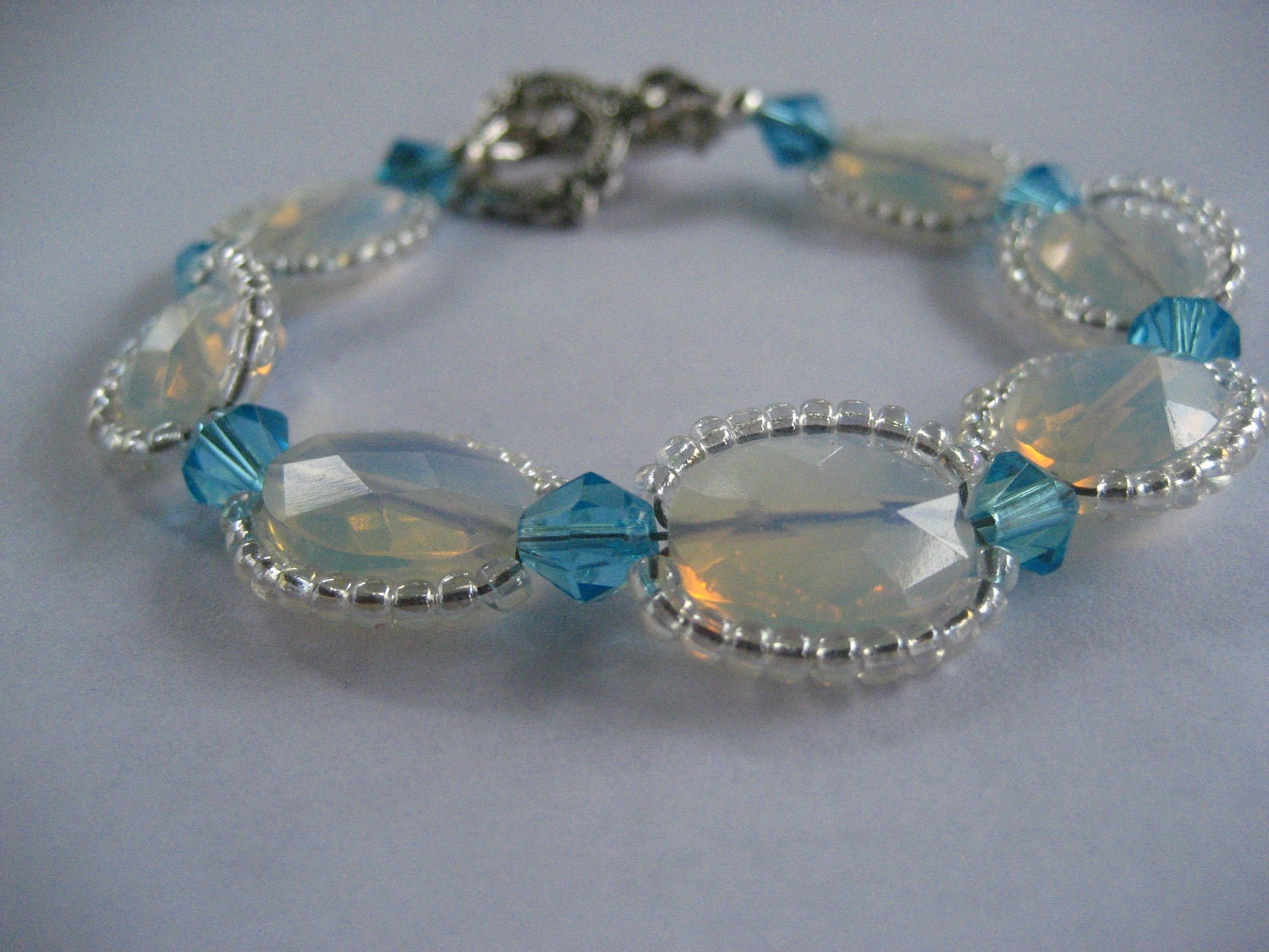 Aquamarine Beaded Bracelet Blue Beaded by BeadingAddiction