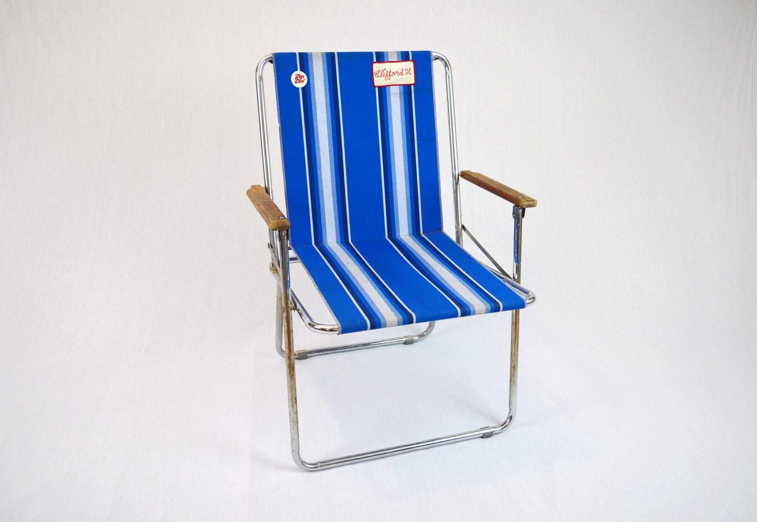 Vintage Airstream Zip Dee Folding Chair Blue