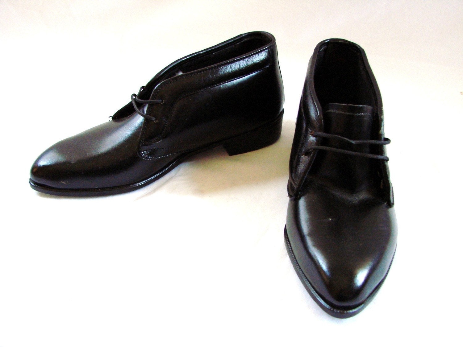 Beatle Boots ...vintage Black Leather Children Boy Ankle Lace