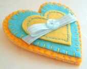 FAVOR Heart Brooch - Set of 6 - gold, yellow and turquoise Il_170x135