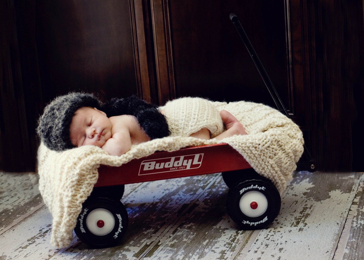 Crocheted Faux Raccoon Skin Hat for Babies and by ibyiDesigns