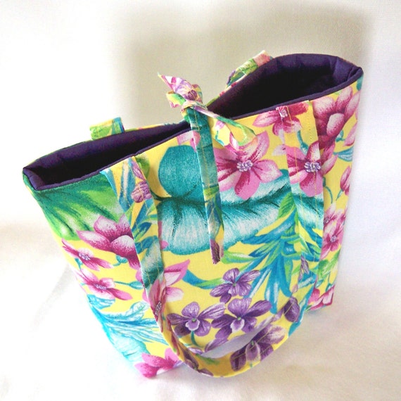 Tropical Floral Purse Handmade Handbag Small Tote Bag Fabric