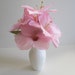 Silk Floral Arrangement Pink Amaryllis In Painted White Vase